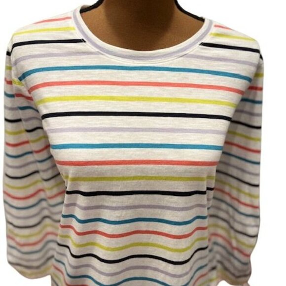 Lane Bryant Multi-Color Striped ¾ Ruched Sleeve T-Shirt – Like New! – Size 22/24 - Picture 2 of 7